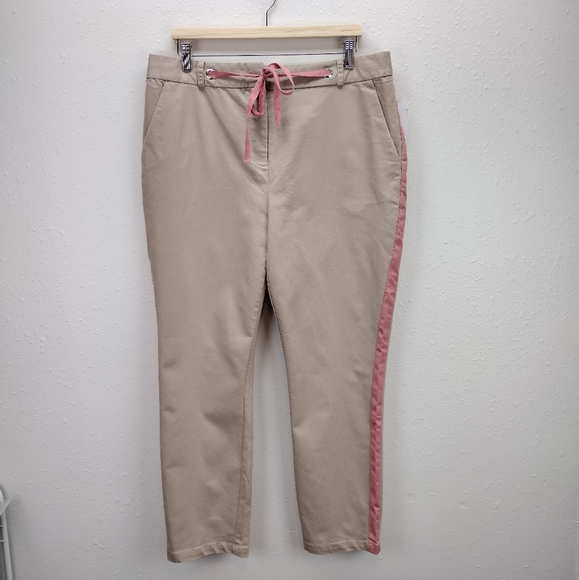 JustFab Pants Womens Extra Extra Large Chino Stripe Trousers Drawstring Tan - Picture 1 of 12